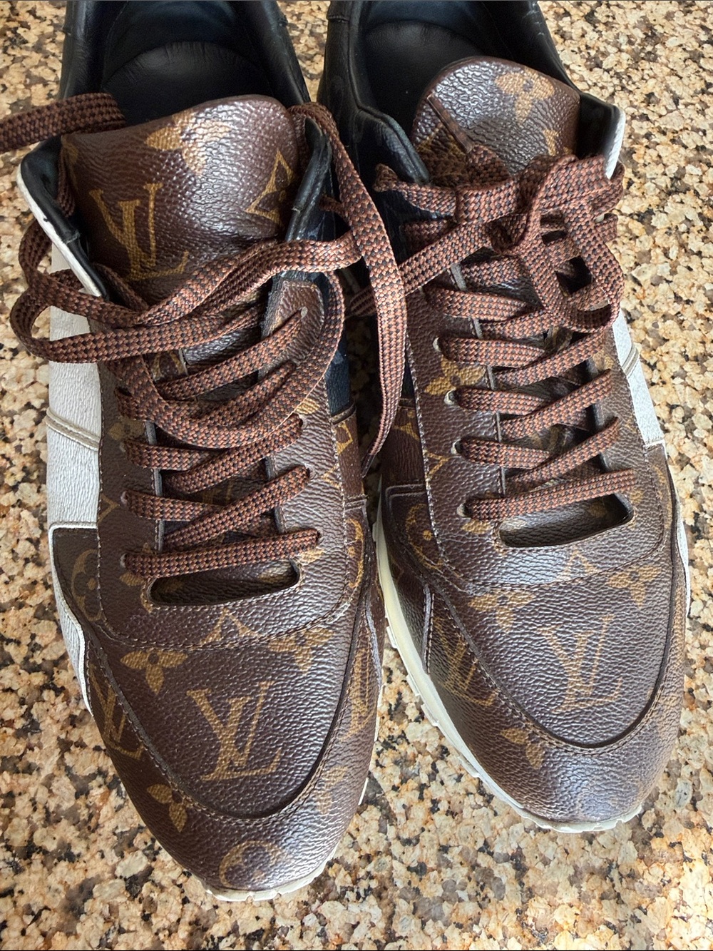 Louis Vuitton Brown & White Monogram Low-Top Sneakers - Picture 4 of 8